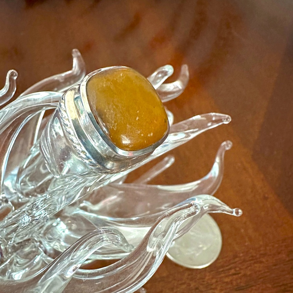 Handmade Amber Sterling Ring